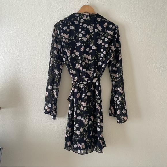 Princess Polly Marty Long Sleeve Mini Dress Black Floral - Picture 8 of 8